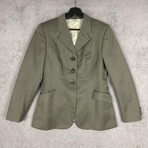 Grand Prix Blazer Womens 14 Green Wool Equestrian Riding Jacket Lined Coat Slim